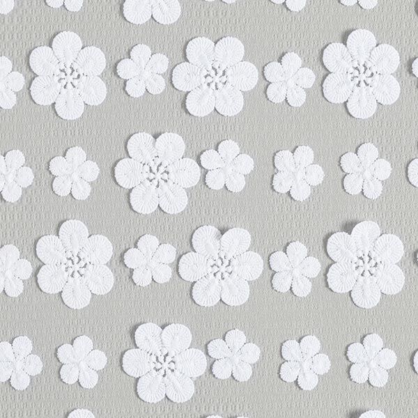 Softmesh 3D Blumenstickerei – weiss | Reststück 50cm