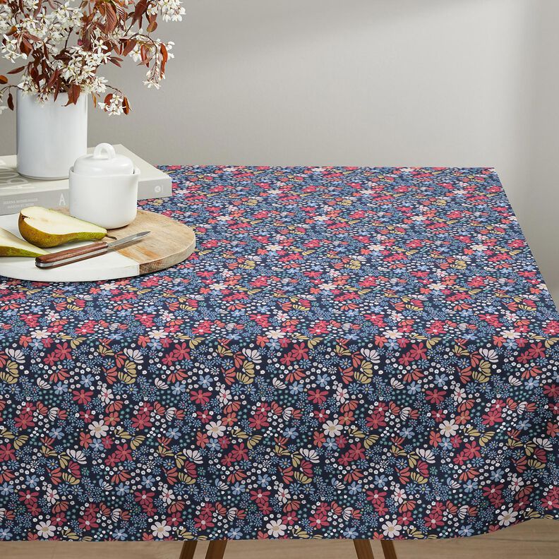 Baumwollstoff Cretonne gemischte Blüten – nachtblau,  image number 7