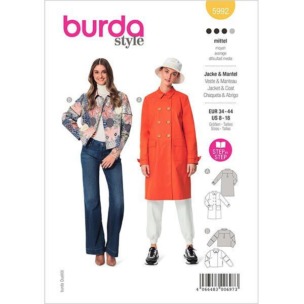 Jacke / Mantel – doppelreihig geknöpft | Burda 5992 | 34-44