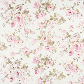 Dekostoff Halbpanama gemalte Rosen – wollweiss, 