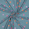 Baumwolljersey Neon Herzen | by Poppy – taubenblau/neonorange,  thumbnail number 3