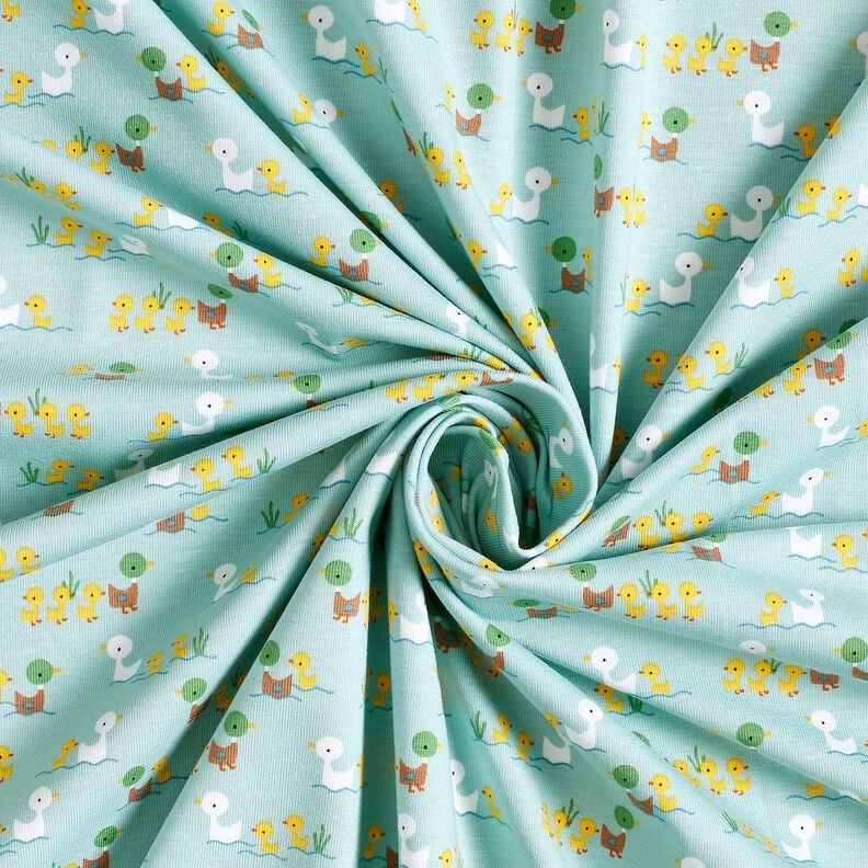 Baumwolljersey Entchen mit Küken – hellblau,  image number 3