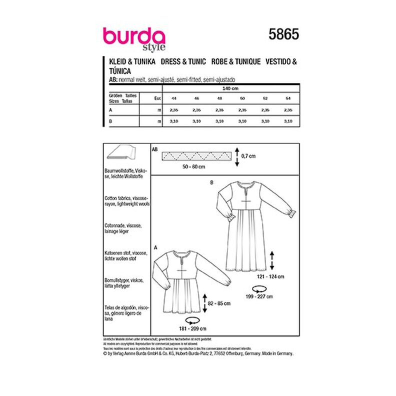 Plus-Size Kleid / Tunika | Burda 5865 | 44-54,  image number 9