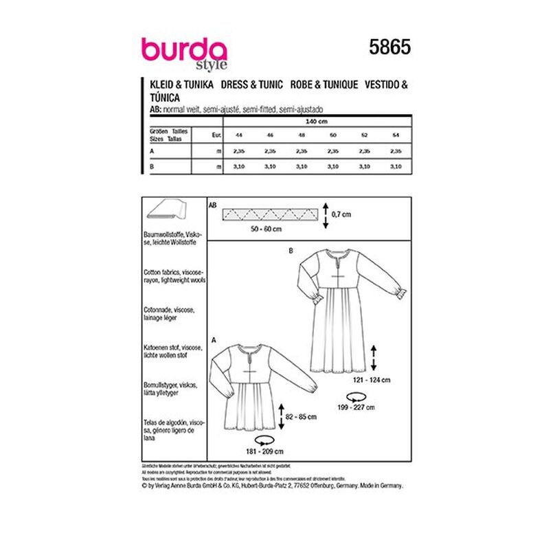 Plus-Size Kleid / Tunika | Burda 5865 | 44-54,  image number 9
