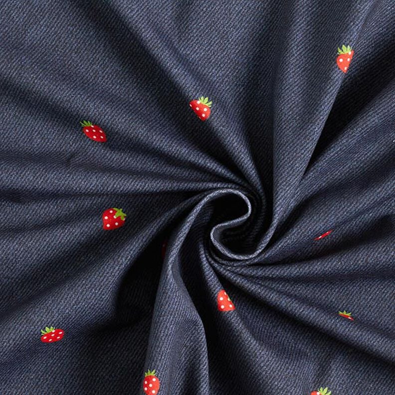 Baumwolljersey Jeans-Look Erdbeeren Digitaldruck – blaugrau/feuerrot,  image number 3