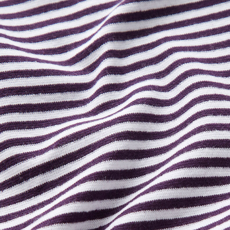 Bündchen Schlauchware Streifen – pflaume/weiss,  image number 2