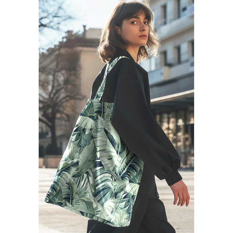 Dekostoff Canvas gemalte Palmenblätter – elfenbein/eukalyptus,  image number 5