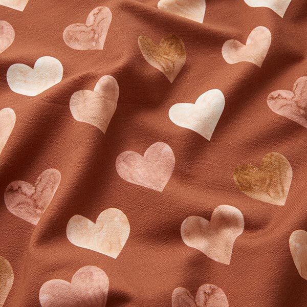 Sweatshirt angeraut Aquarell-Herzen Digitaldruck | by Poppy – terracotta/lachs, image number 2