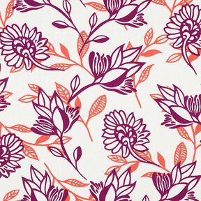 Viskose-Leinen-Mix Blumen | Poppy Fabrics – elfenbein/traube, 