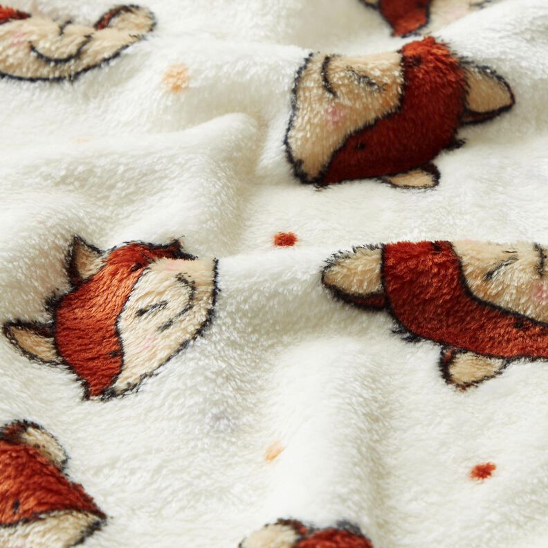 Kuschelfleece Doubleface freundliche Füchse – wollweiss/braun,  image number 2