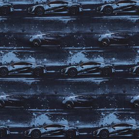 Baumwolljersey Rennauto Digitaldruck – schwarzblau, 