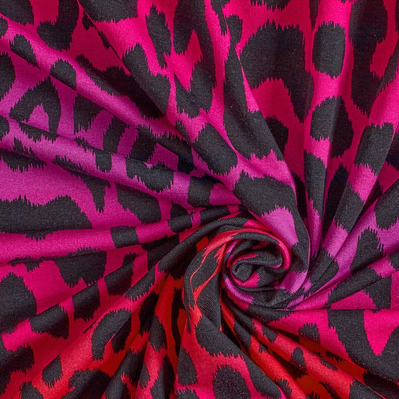 French Terry Sommersweat Farbverlauf Leopard Digitaldruck | by Poppy – purpur/feuerrot,  image number 3
