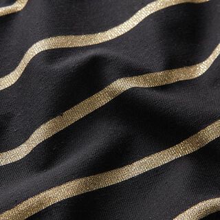 Baumwoll Stretch Glitzerstreifen – schwarz/gold, 