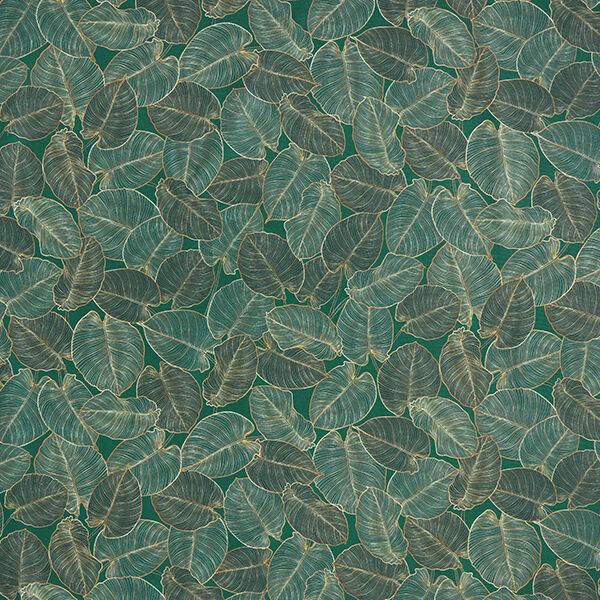 Dekostoff Canvas Blätter – dunkelgrün | Reststück 50cm