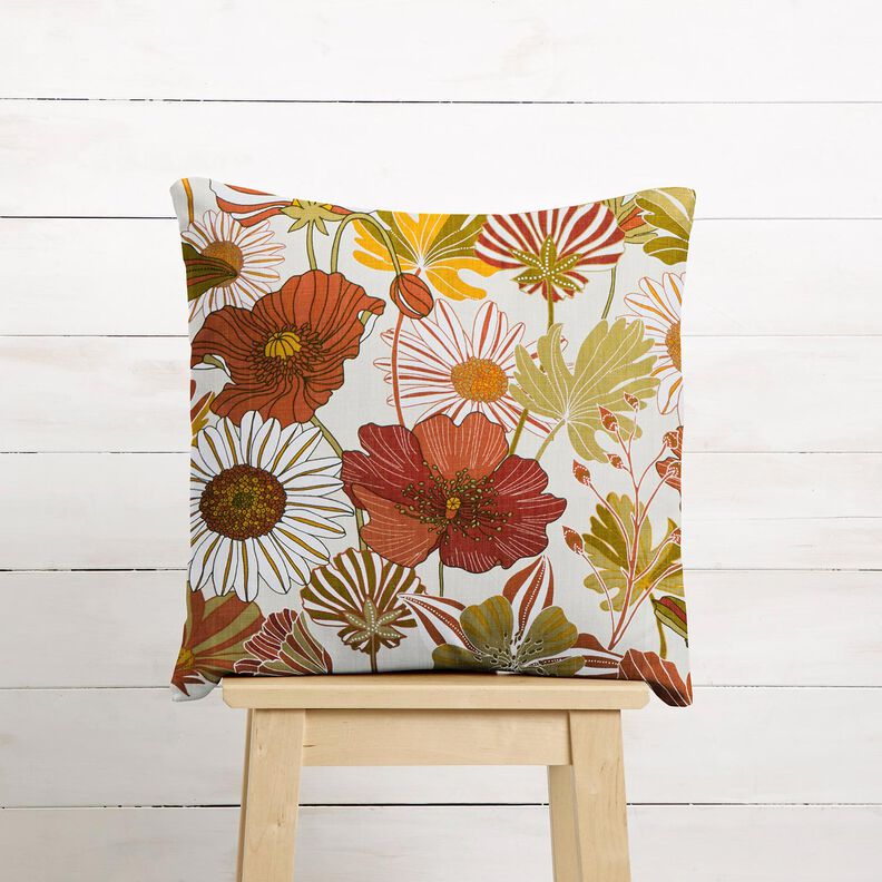 Dekostoff Panama farbenfrohe Blumen – creme/terracotta, image number 7