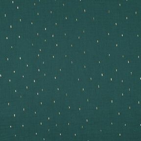 Musselin/ Doppel-Krinkel Gewebe Rechteck Foliendruck | Poppy Fabrics – blautanne/gold metallic, 