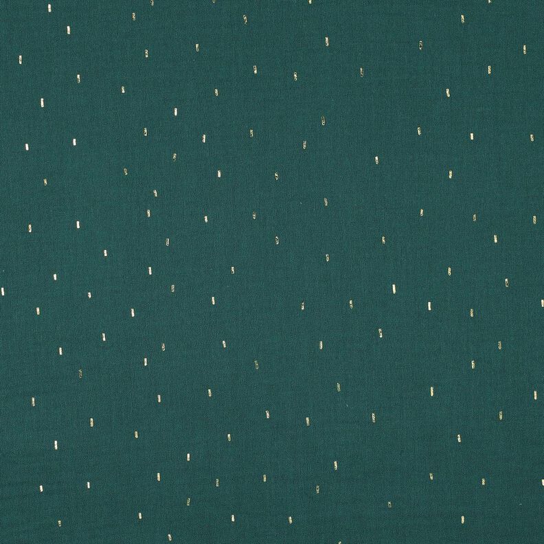 Musselin/ Doppel-Krinkel Gewebe Rechteck Foliendruck | Poppy Fabrics – blautanne/gold metallic,  image number 1