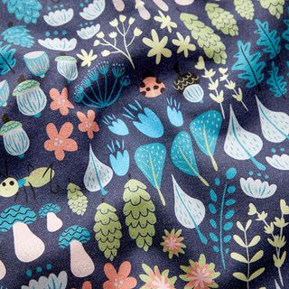 Sweatshirt angeraut Waldpflanzen Digitaldruck – marineblau, 