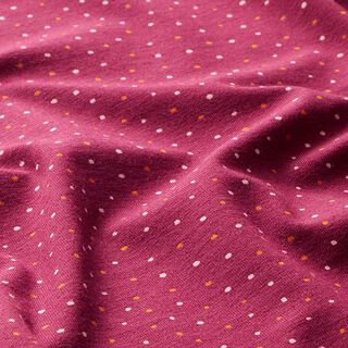 Baumwolljersey bunte Pünktchen – bordeauxrot, 