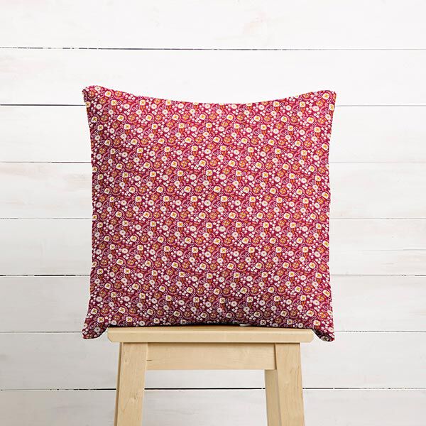 Baumwollstoff Cretonne kleine Blüten – himbeere/rosé | Reststück 50cm