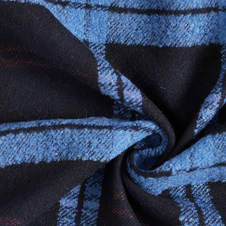 Mantelstoff Karo Loops – schwarz/blau, image number 3