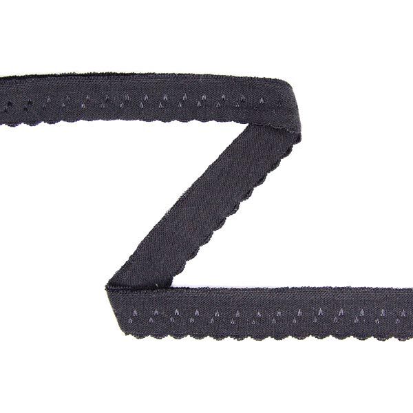 Elastisches Spitzen-Einfassband (Falzgummi) [12 mm] - anthrazit,  image number 1