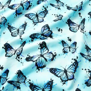 Baumwolljersey Butterfly Splashes | Glitzerpüppi – eisblau, 