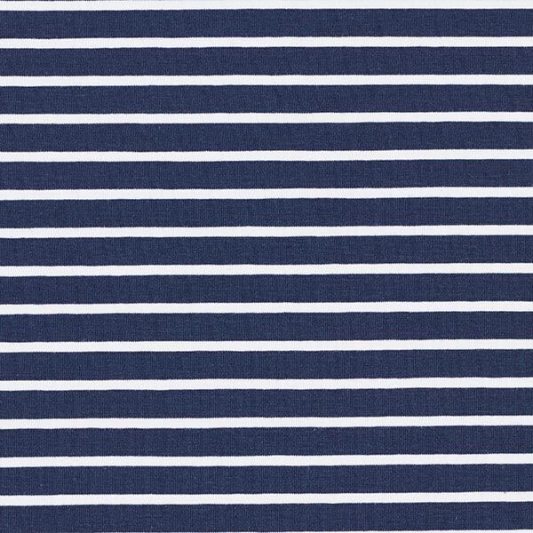GOTS Baumwolljersey Streifen | Albstoffe – marineblau/weiss | Reststück 50cm