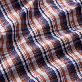 Hemdenstoff klassisches Karo – marineblau/kupfer, 