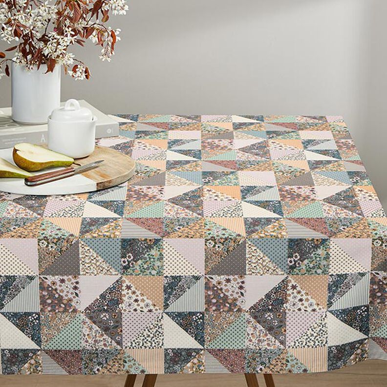 Dekostoff Halbpanama Quilt-Optik Blumen – pastellflieder/wollweiss,  image number 9