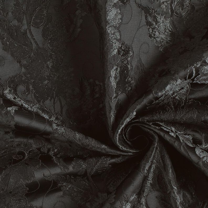Bekleidungsjacquard Brokat Blumen – schwarz, image number 3