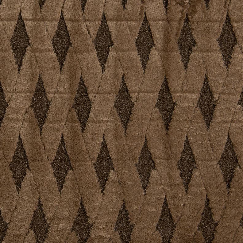 Kunstfell Bouclé Stoff Rauten – dunkelbraun,  image number 1