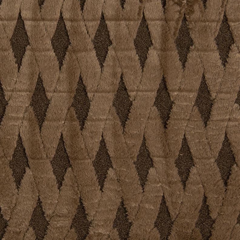 Kunstfell Bouclé Stoff Rauten – dunkelbraun, image number 1