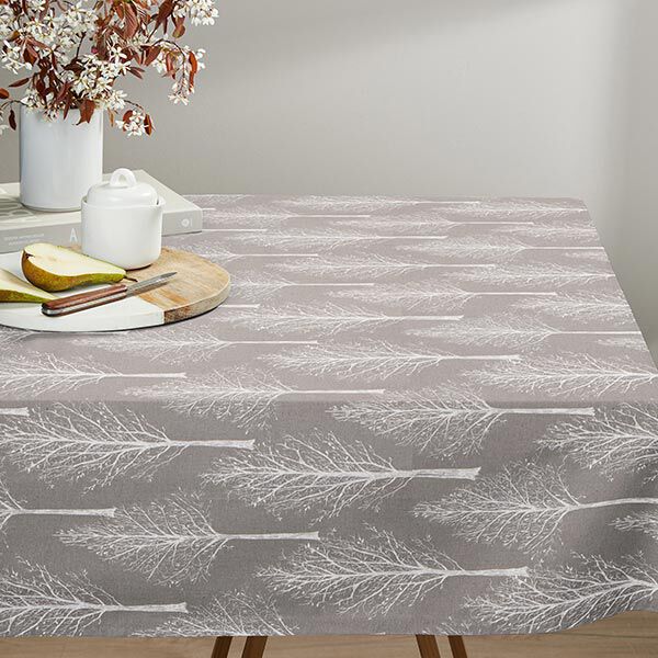 Dekostoff Halbpanama Baum-Silhouette – taupe/natur