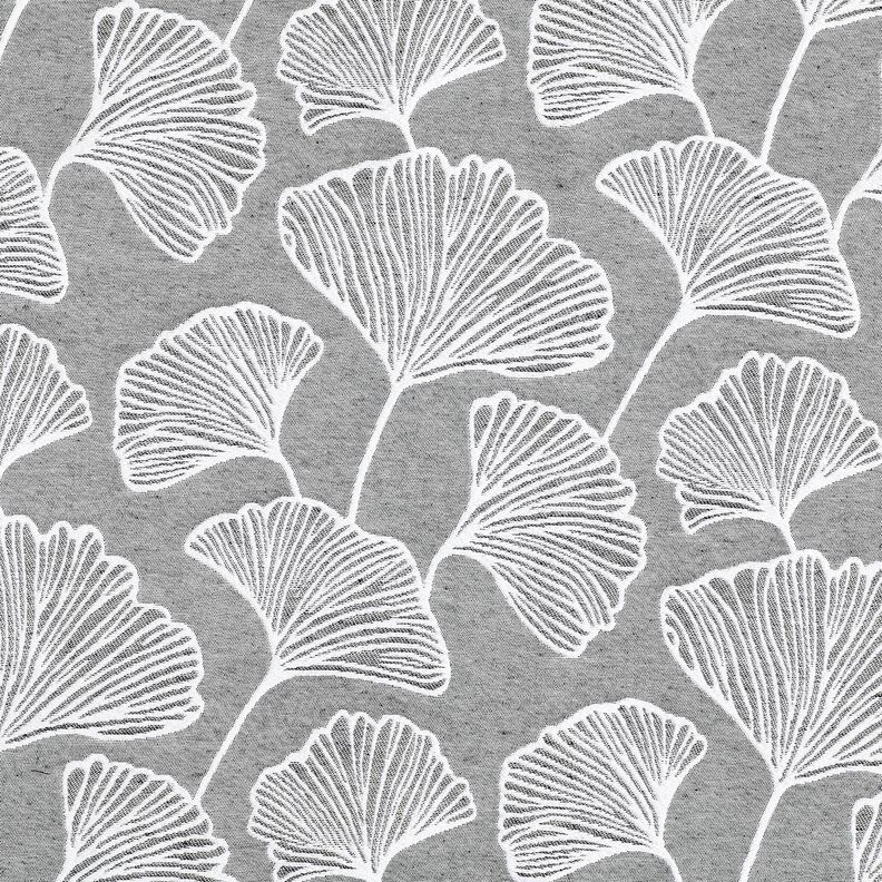 Dekostoff Jacquard gro&szlig;er Ginko &ndash; granit/elfenbein,  image number 1