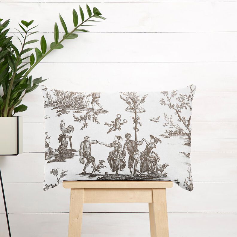 Dekostoff Halbpanama fröhliche Tänzer 280 cm – taupe/weiss,  image number 7