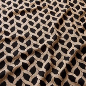 Viskosejersey Glitzer-Zopfmuster – schwarz/apricot,  Viskosejersey Glitzer-Zopfmuster – schwarz/apricot,