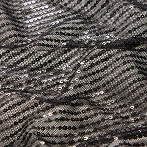 Paillettenstoff Längsstreifen – schwarz, 
