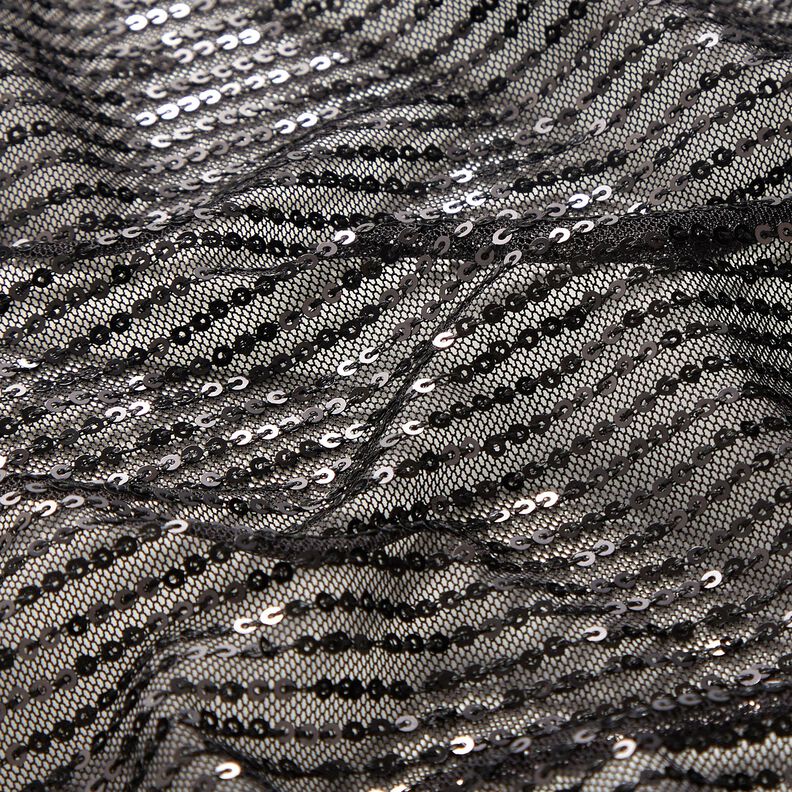 Paillettenstoff Längsstreifen – schwarz,  image number 2