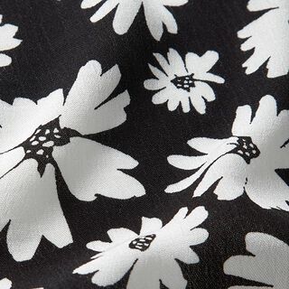 Viskosekrepp Blumen – schwarz/weiss, 