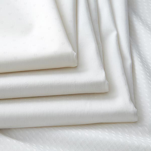 Stretch Baumwoll-Jacquard Kleeblätter – wollweiss | Reststück 50cm