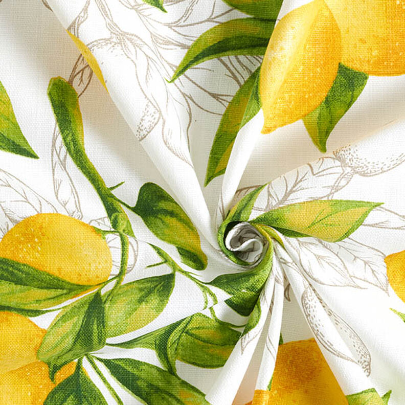 Dekostoff Panama Zitronen – weiss/zitronengelb,  image number 3