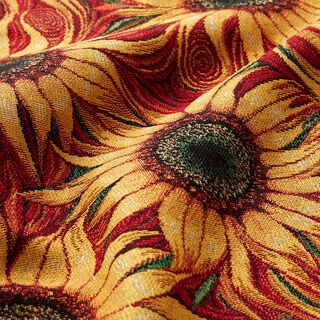 Dekostoff Gobelin Sonnenblumen – karminrot/sonnengelb, 
