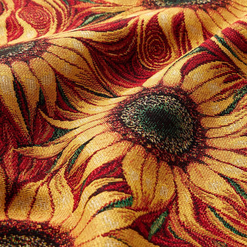 Dekostoff Gobelin Sonnenblumen – karminrot/sonnengelb,  image number 2