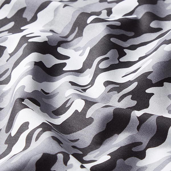 Baumwollpopeline Camouflage – grau/schwarz