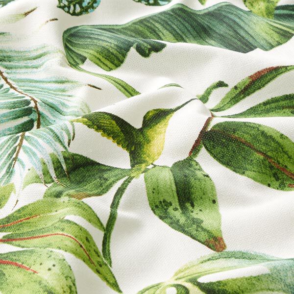 Dekostoff Halbpanama exotische Blätter – grün/weiss,  image number 2
