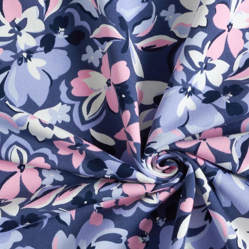 Sommersweat große Blumen | Poppy Fabrics – jeansblau,  image number 3