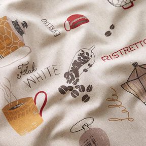 Dekostoff Halbpanama Kaffee – karminrot/natur, 