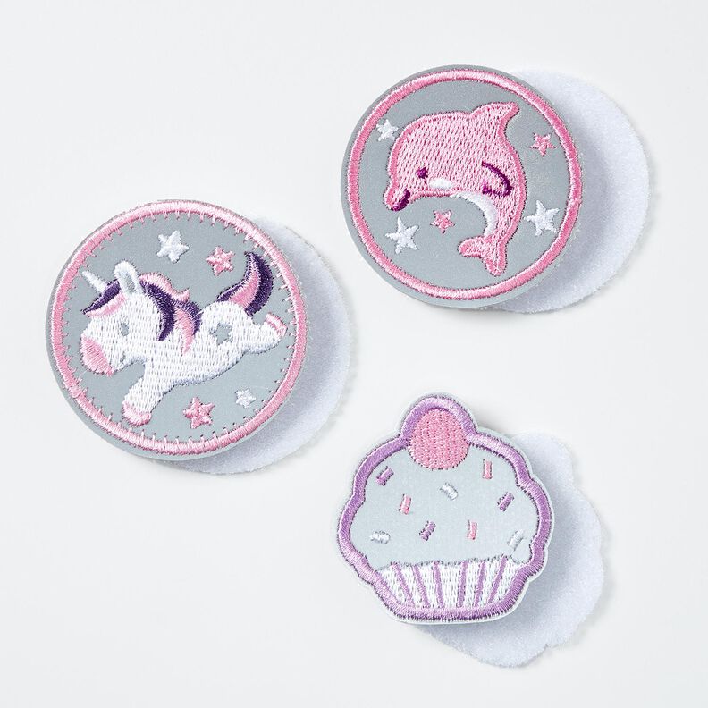 Reflektor Patches Klett 3er Pack – rosa/weiss, image number 3