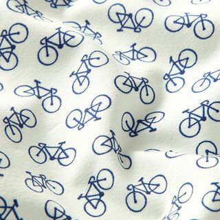 Baumwolljersey Fahrräder – wollweiss/marineblau, 